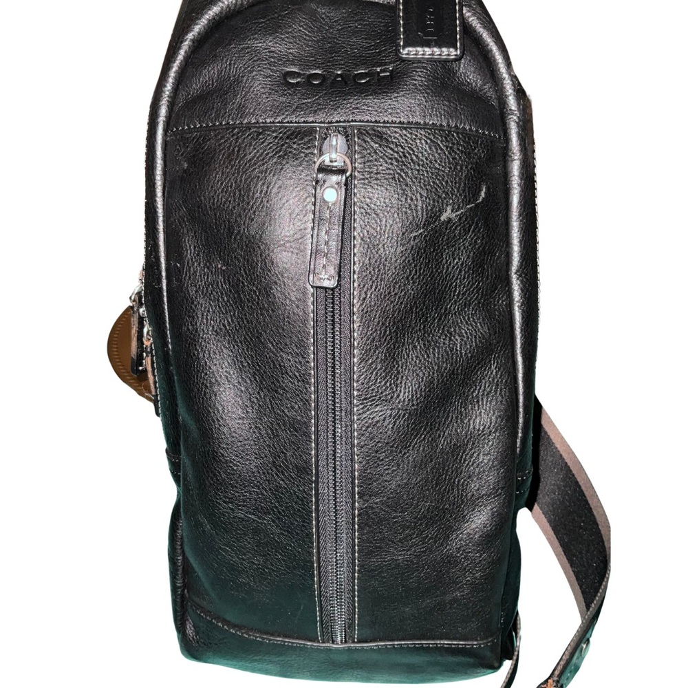 COACH Heritage Sling Bag - Men's Black Leather Crossbody 2012 EUC Y2K
